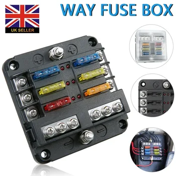 

Mayitr 1Set 32V Plastic Cover Fuse Box Holder With LED Indicator Light 6 Ways Blade for Auto Car Boat Marine Trike