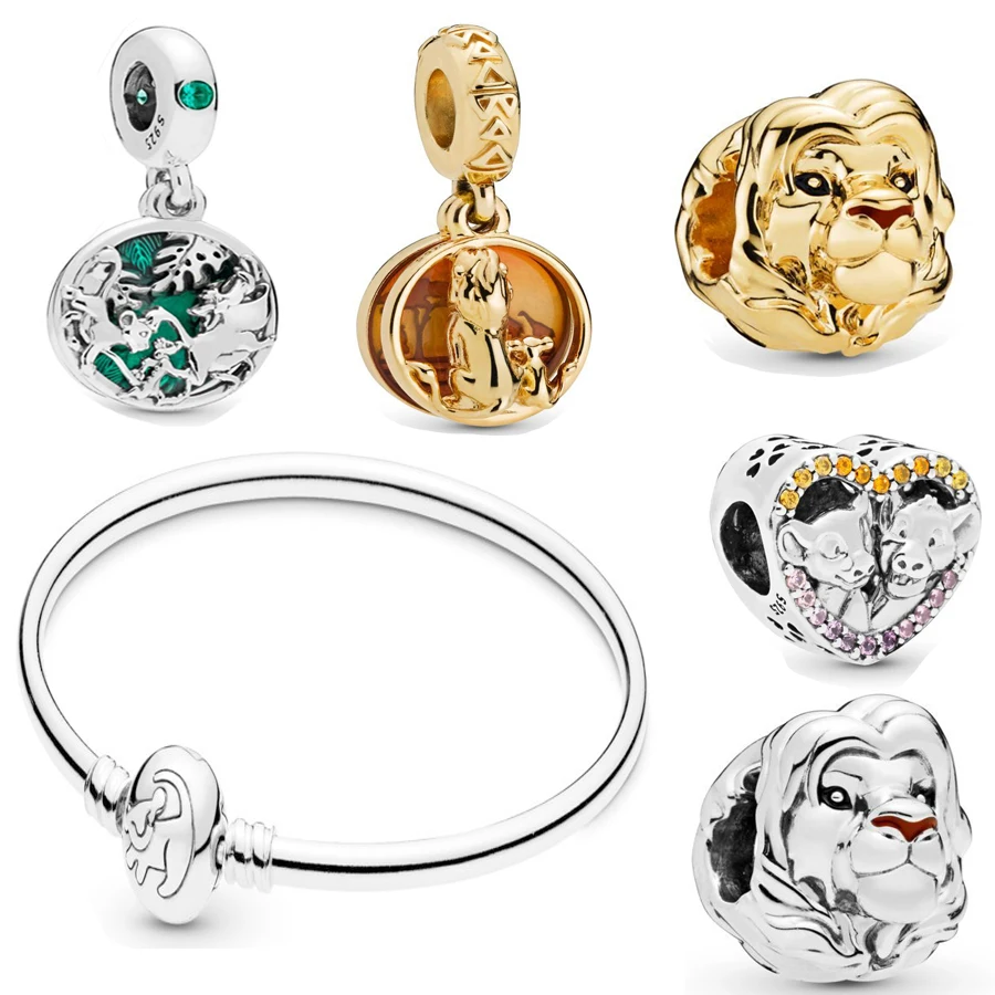 

2019 New 925 Sterling Silver Lion King Simba Charm Fit Original Pandora Bracelet Simba Timon Pumbaa Pendant Charm DIY Jewelry