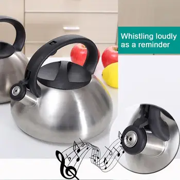

Whistling Stainless Steel Tea Kettle Food Grade 3 Litre Tea Pot with Heat-Proof with Handle Stovetop Cookware Waterkoker