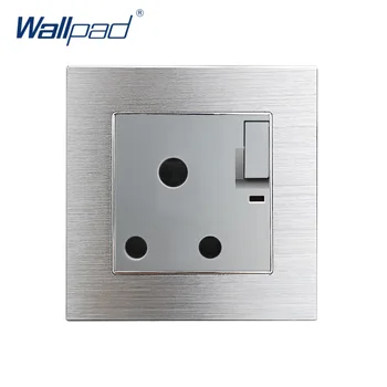 

Hot Sale 1 Gang 3 Pin UK 15A Socket Outlet With LED Indicator Wallpad Luxury Grey Aluminum Alloy Panel Wall Power Outlet