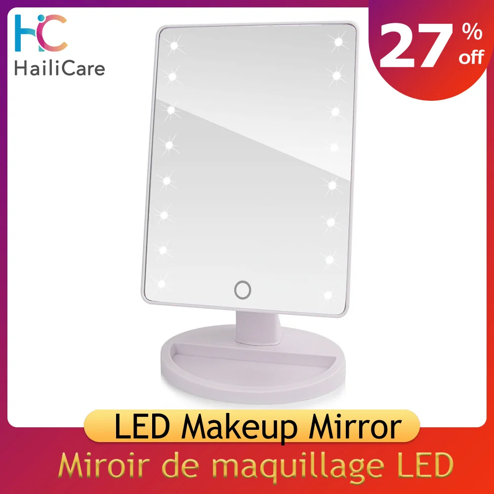 LED Touch Screen Makeup Mirror Professional Vanity Mirror With 16 LED Lights Health Beauty Adjustable Countertop 1