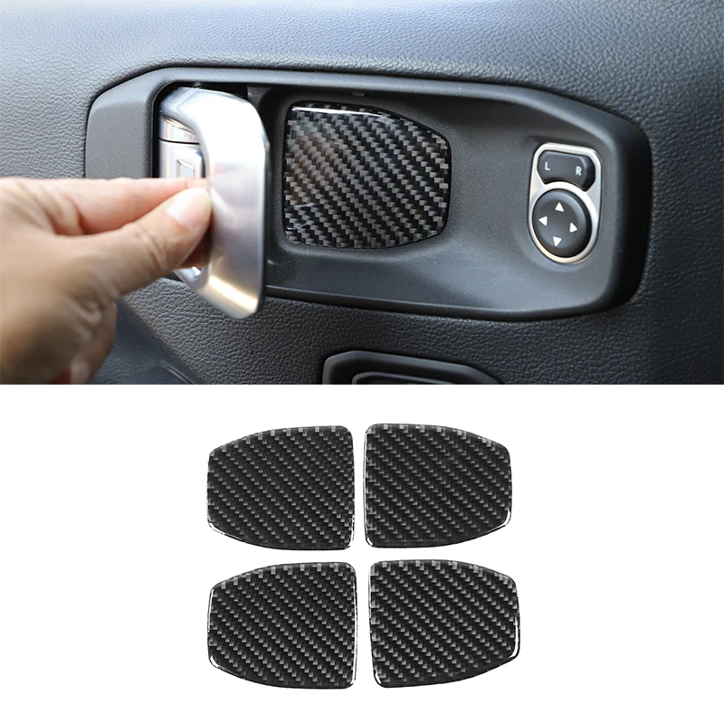 Inner door bowl Накладки для салона Jeep Wrangler JL из углеродного волокна для двери автомобиля и заднего сиденья, декоративные наклейки для Jeep Wrangler JL - Название цвета: Inner door bowl