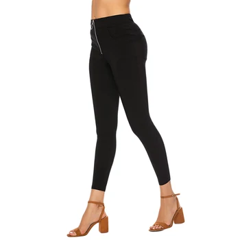 

Elasticity Female Sport Pants Spring Summer High Waist Leggings Women Black/ Wine Red Waist Zip For Women Wear Running