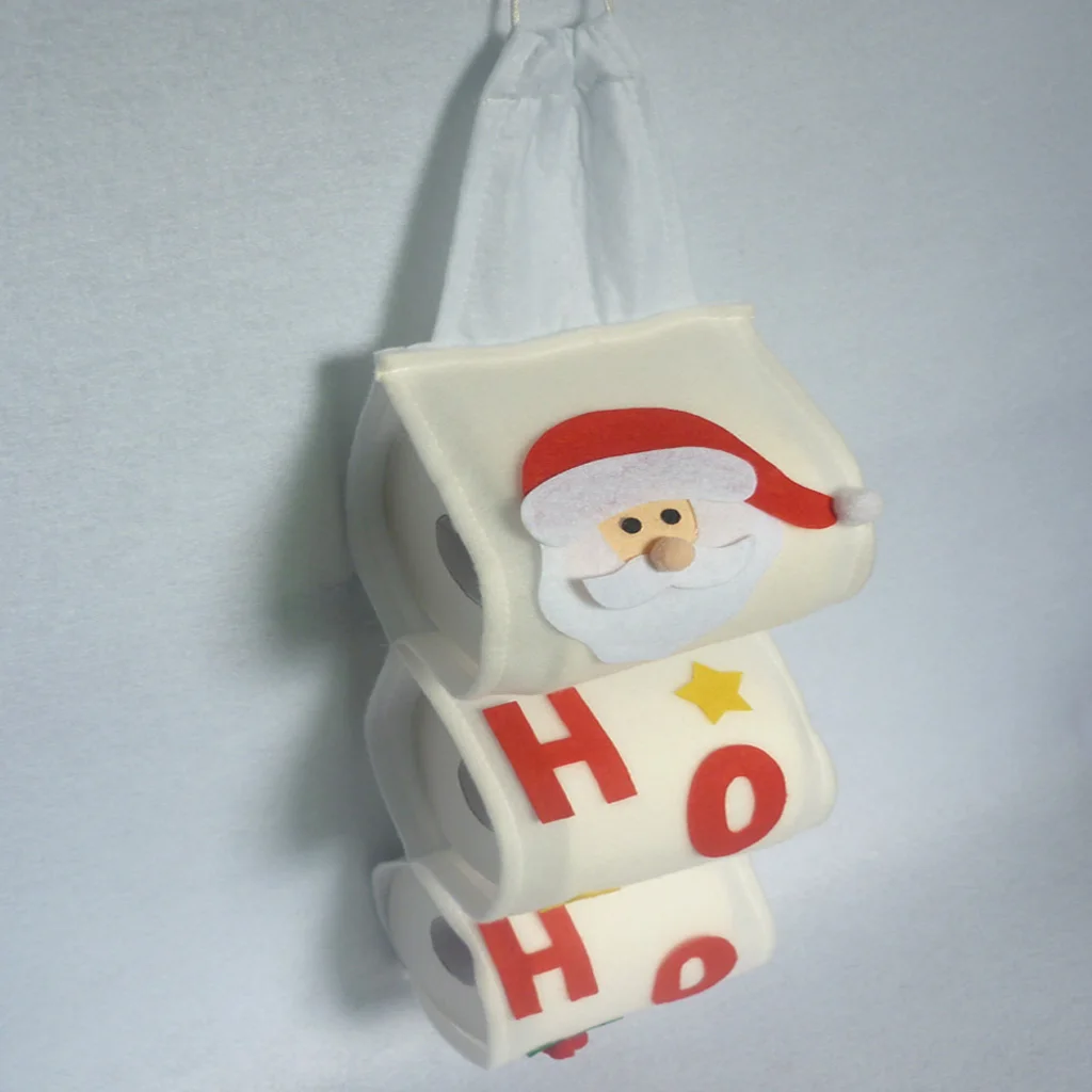 Санта Клаус ткань туалетной катушки рулон бумажный чехол подвесной держатель Рождество домашнее украшение ванной комнаты белый