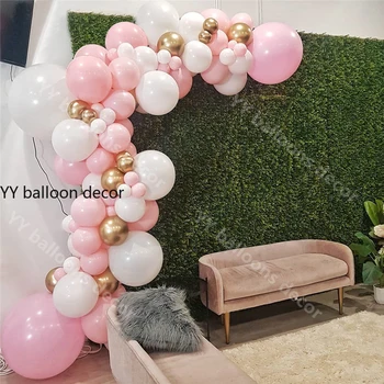 

Balloon Garland Arch Pastel Macaron Pink White Party Decoration Chrome Metal Gold Ballon Decorations Backdrop Baby Shower