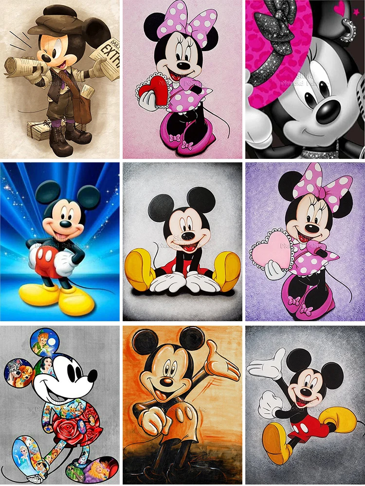 5D DIY Diamond Painting Disney Mickey Minnie Animal Cartoon Mosaic Set Children Art Full Square Round Embroidery Home Decor Gift