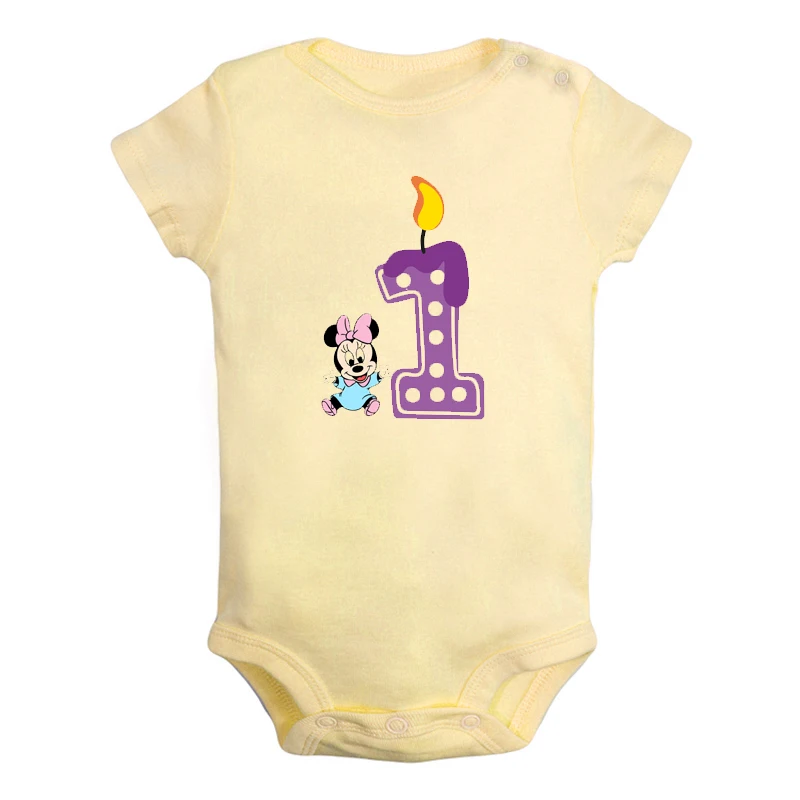 ifBaby2806Y Я 1 год, милый утенок, 1 день рождения, свеча, Одежда для новорожденных мальчиков и девочек, комбинезон с короткими рукавами, комбинезон, одежда, подарок - Цвет: ifBaby2806Y