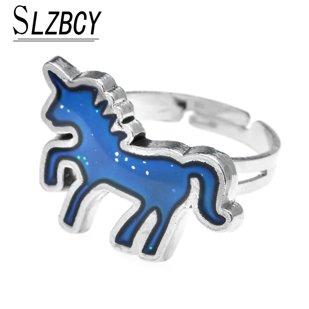 

New Women Unicorn Mood Rings Temperature Change Emotion Feeling Open Adjustable Turtle Animal Ring for Unisex Fashion Jewelry