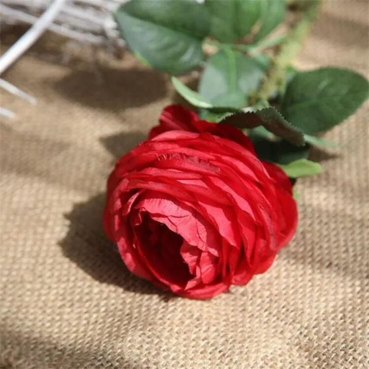 10Pcs European Fake Single Stem Round Rose 21.26" Length Simulation Melaleuca Roses Wedding Home Decorative Artificial Flowers