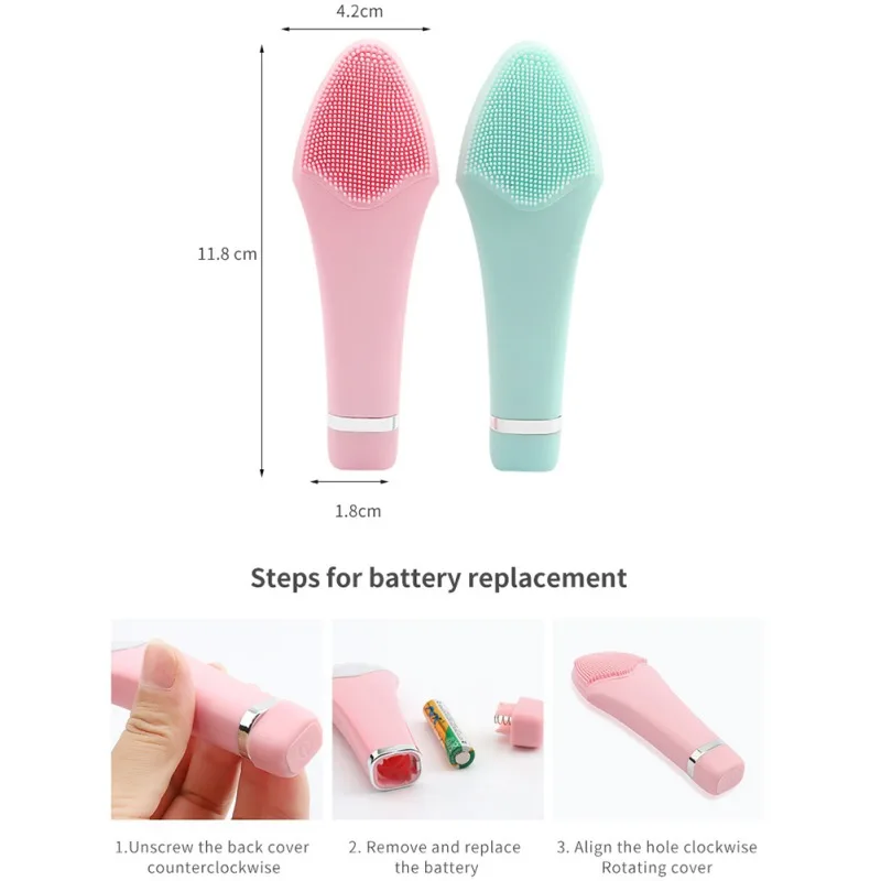 Батарея заряда лица очищающая щетка для очистки пор водонепроницаемый звуковой вибрации очиститель для лица