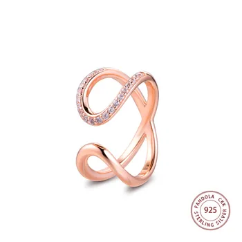 

2020 New 925 Sterling Silver Ring Female Rose Gold Wrapped Open Infinity Wedding Rings for Women Fashion Jewelry anillos
