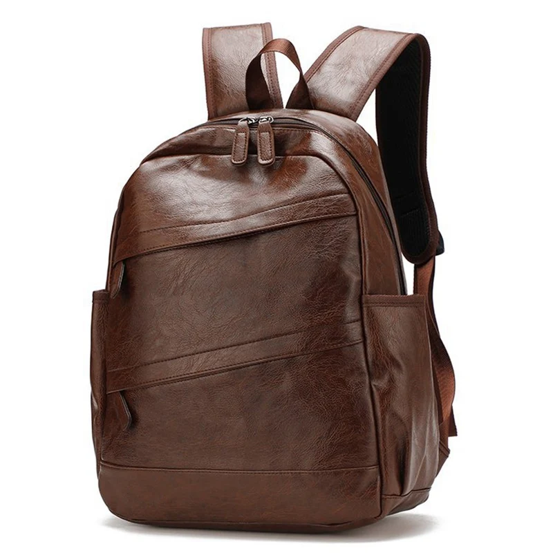Лидер продаж, мужской кожаный рюкзак, повседневный рюкзак для путешествий, сумка, высокое качество, мужской рюкзак для ноутбука, модный мужской рюкзак, Mochila - Цвет: Brown
