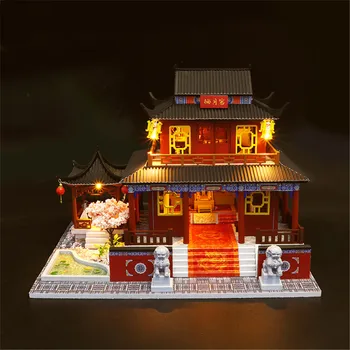 

DIY Miniature Doll house Furniture Ancient Town Room Decorate Craft Toy Gift illuminate kids toys juguetes brinquedos игрушки