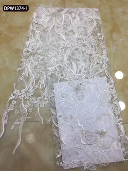 

Latest African Lace Fabric High Quality French Tulle Lace Fabric with Flower Embroidery Fabric Lace for Wedding DPW1374