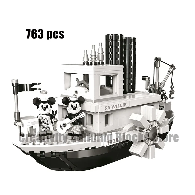 

2020 New Disney Classic Movie Mickey Minnie Steamboat Willie Model Set Building Blocks Children's Toys Christmas Gifts
