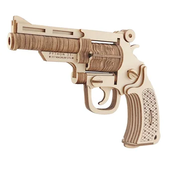 

Laser Cutting 3D Wooden Gun Puzzle S&W M19 Bulldog Building Model DIY Puzzles Educational Toy Children Gifts