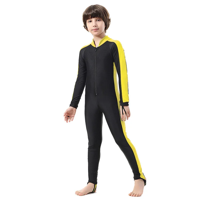 Детский купальный костюм с длинным рукавом на молнии спереди, УФ Защита от солнца UPF50+ защита всего тела для плавания и подводного плавания для мальчиков и девочек - Цвет: 1002D