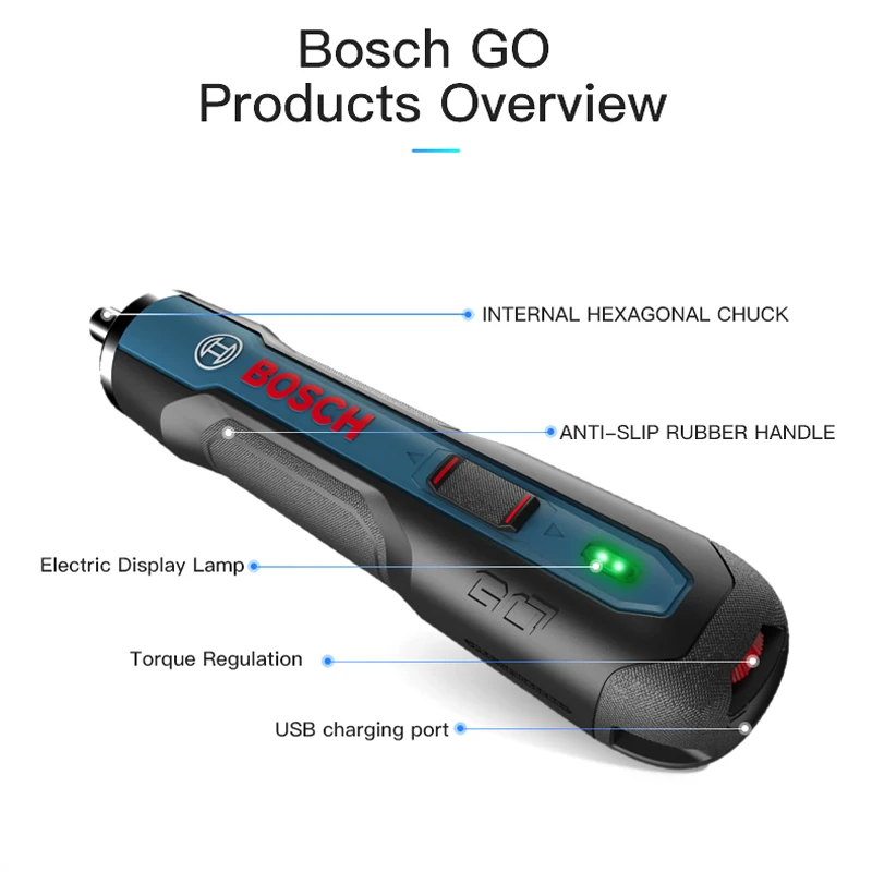 Электрическая отвертка Bosch GO, Мини Электрическая отвертка, винт с литиевой батареей, 3,6 В, маленькая перезаряжаемая электрическая дрель