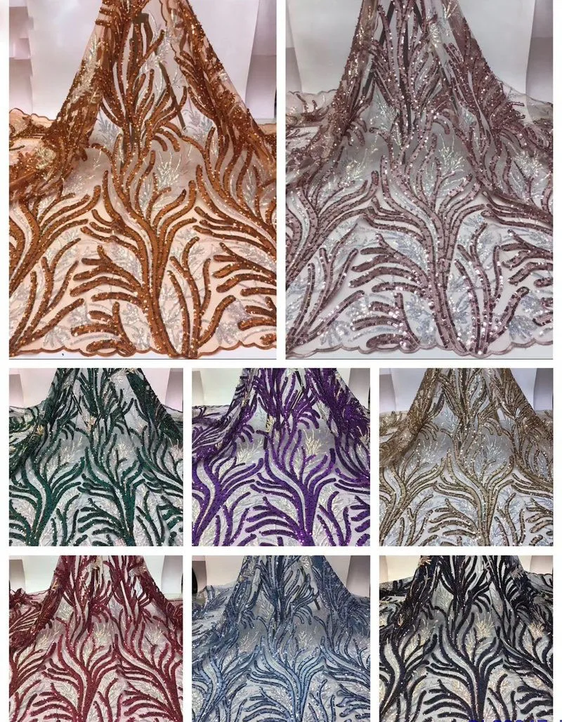 

Laser cutting tree design fancy sequin embroidery lace fabric evening dress fabric sequin bead glitter fabric wedding dress lace