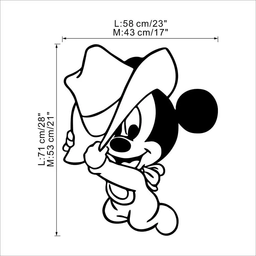 Disney Mickey Mouse Baby with Hat Kids baby wall stickers for kids room bedroom accessories home decoration