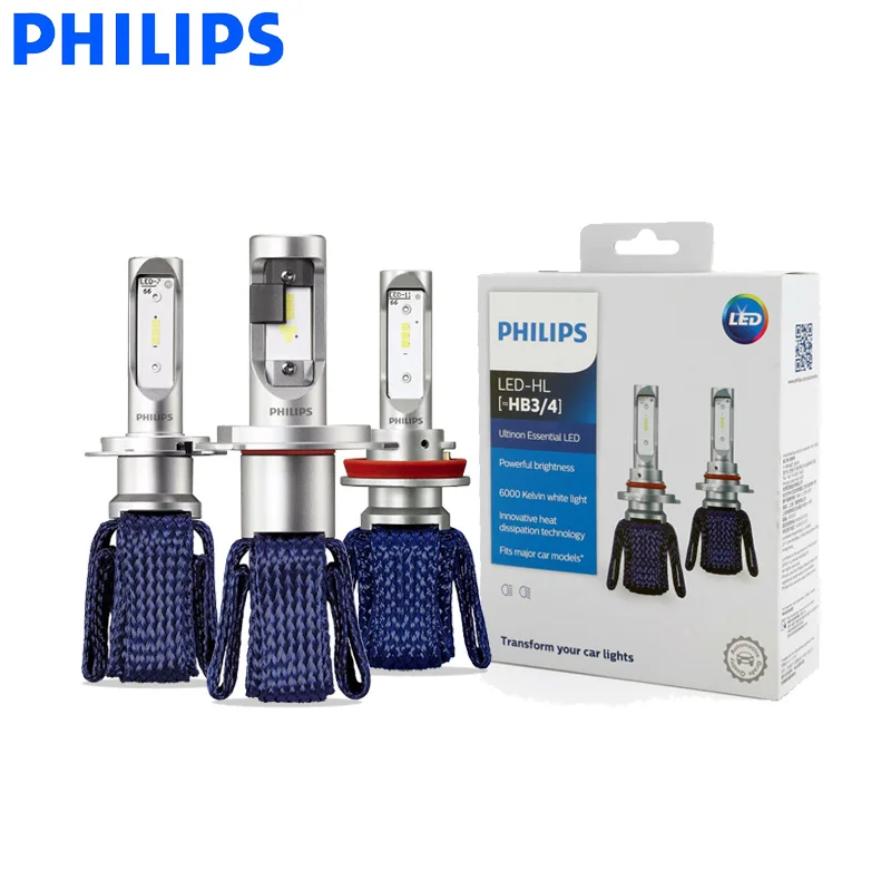 Светодиодсветодиодный лампы Philips H4 H7 H8 H11 H16 9005 9006 9012 HB3 HB4 H1R2 Ultinon Essential светодиодный