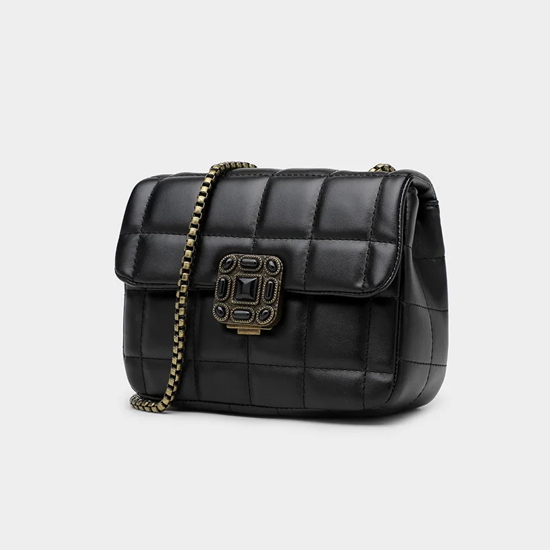 

Korean-style Square Sling Bag 2019 New Style Fashion Graceful Plum Lock-Style Bag with Chain Single-shoulder Crossbody Bag Women