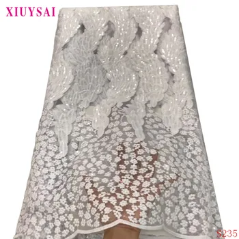 

XIUYSAI Latest African Lace Fabric 2020 High Quality Lace French Net Fabric Nigerian Sequins Fabrics Laces for Dress S231