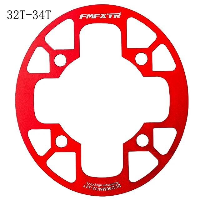 MTB фиксированной Шестерни Велоспорт Горный велосипед Звездочка Поддержка Рынок Защитная крышка большой 32 T/36 T/38 T/40 т/42 т шатунный палец для диаметра окружности болтов - Цвет: Oval-Red-32T-34T