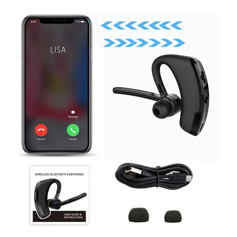 

V8 Car Wireless Earphone Bluetooth HandsFree Headset Earbud with Mic for huawei Headphone Sport Earphone Hands Free Call Headset