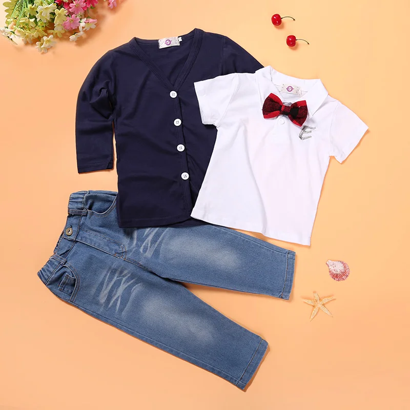Kid Boy Clothes Set 2pcs Red Shirt Jean 