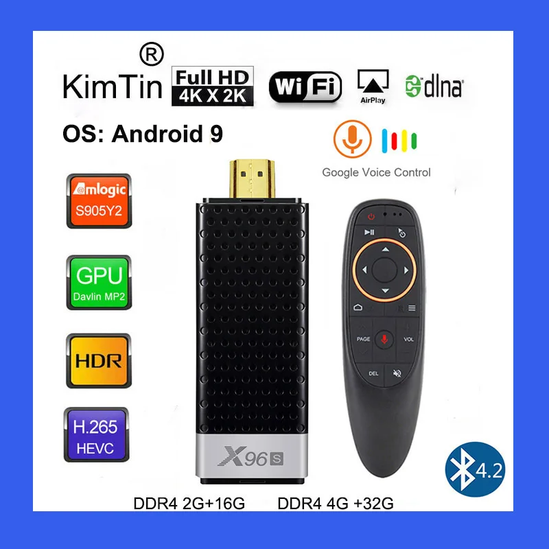 ТВ флешка X96S 4K Android 9 0 4 + 32 ГБ Amlogic S905Y2 ядра 2 4/5 ГГц Wi Fi BT4.2 1080P H.265|SmartTV-стики и тюнеры| |