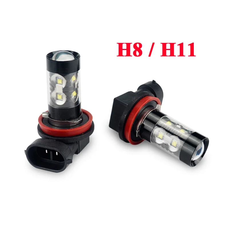 2 шт. Автомобильные противотуманные фары H11 H8 880 881 H27 H3 светодиодный DRL 50 Вт для hyundai I30 Ix35 I20 Tucson Solaris Elantra Sonata I40 Santa Fe Creta - Название цвета: Золотой