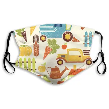

Organic Agriculture Grunge Pattern Unisex Anti-Pollution Mask Dust Mask with Filter Mask Black