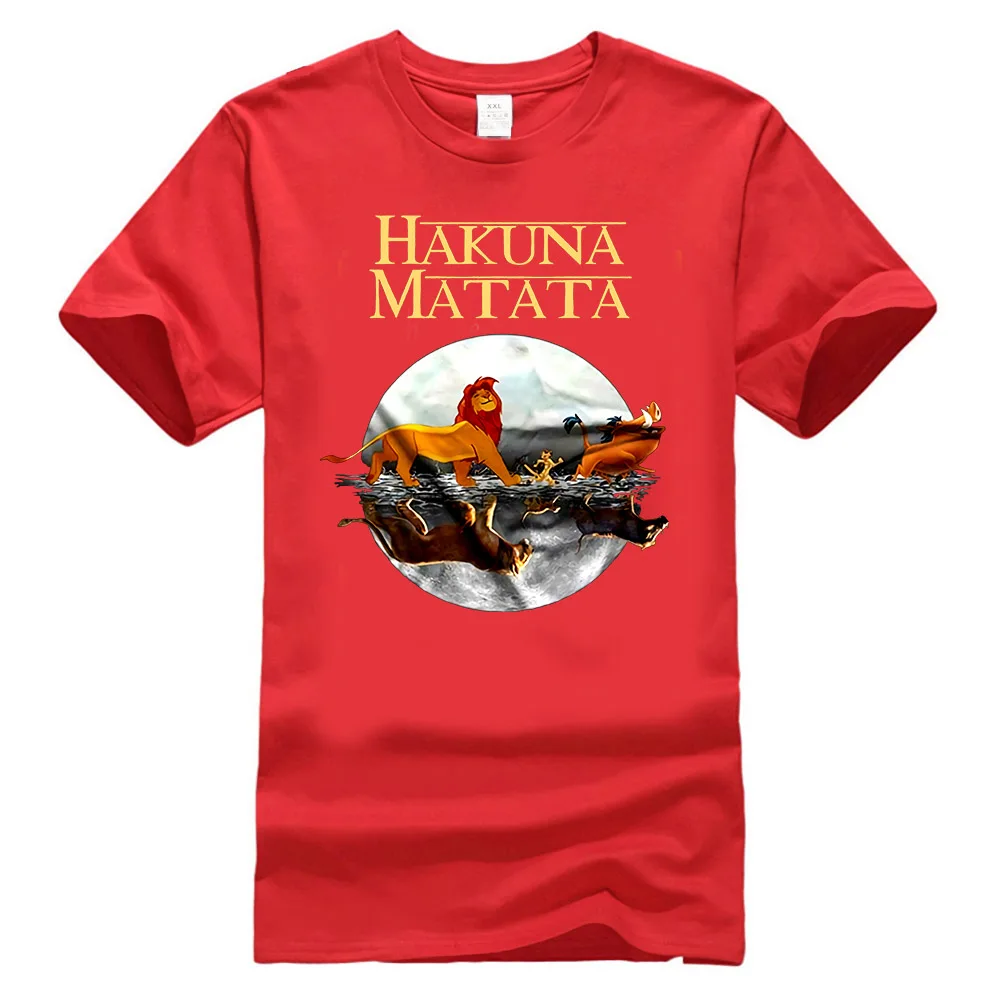 Hakuna Matata The Lion King футболка Черная Хлопковая мужская S-6Xl лучшие рождественские подарки футболка - Цвет: Красный