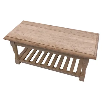 

New Mini 1:12 Wooden Miniature Tea Table For Dolls Furniture Toys Dollhouse Pretend Play Toy For Girls Gifts Children Collection