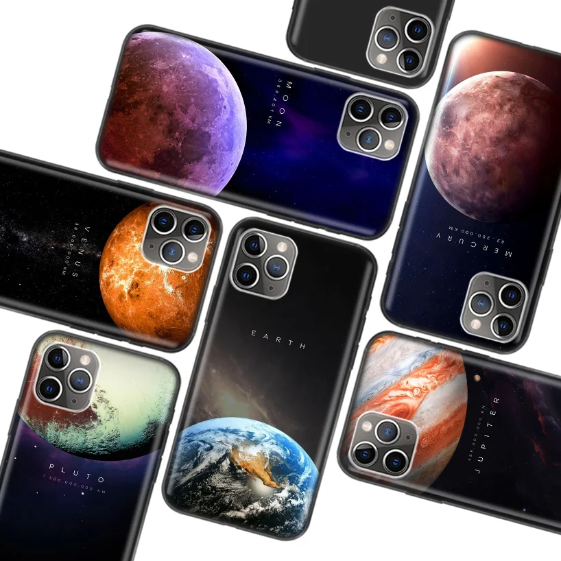 Planets Space Venus Sun Jupiter Mars Black Case for Apple iPhone 11 Pro XR 7 8 1