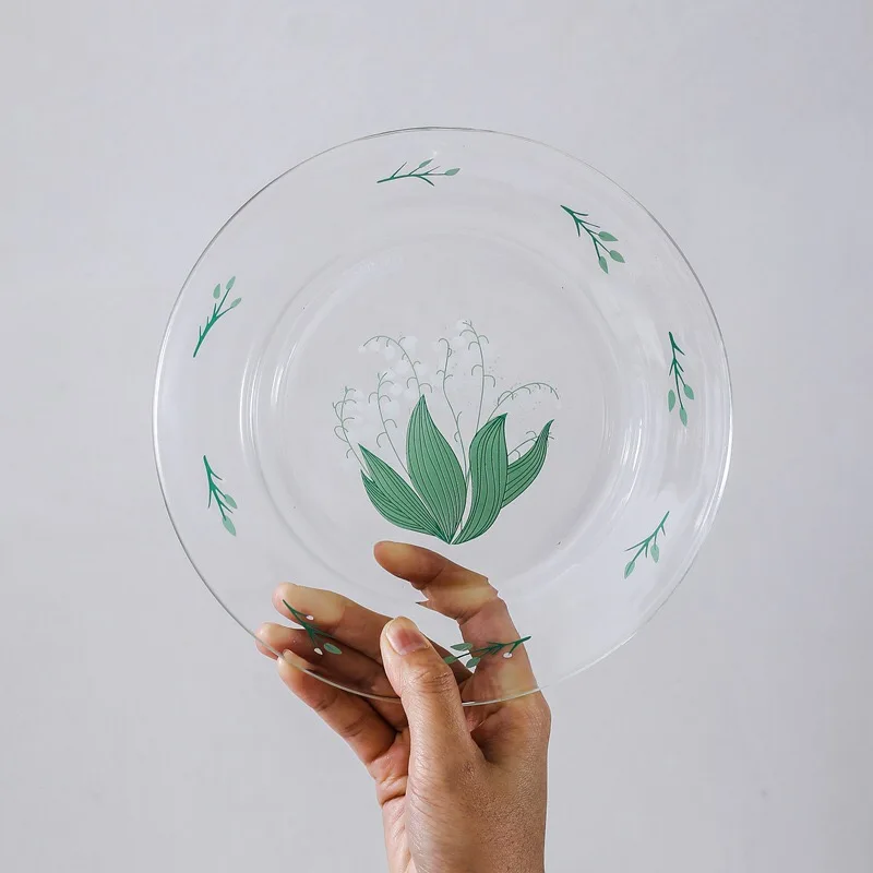 Новинка тарелка для закусок ландыш цветок из закаленного стекла тарелка для салата тарелка с сердцем для девушек десертная тарелка для овощей и фруктов|Блюдца и тарелки| | АлиЭкспресс - Потрясающие тарелки для сервировки