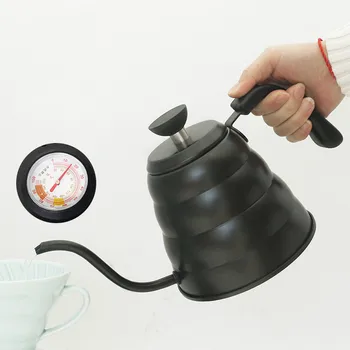 

304 Stainless Steel Coffee Hand Wash Pot Hanging Ear Long Mouth with Temperature Display Teflon Coffee Pot Cloud Pot 1.2l