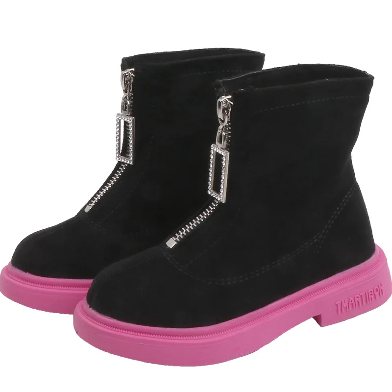

Children's Snow Boots New Coloured Boots for Winter 2019 Students'Shoes with Front Zipper for Boys and Girls' Shoes