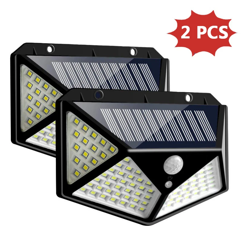 100LED/114LED 7/10 Вт Солнечный Мощность движения Сенсор настенный светильник уличный садовый светильник по выгодной цене Водонепроницаемый солнечный светильник Мощность ed улицы сада - Испускаемый цвет: 2 pcs