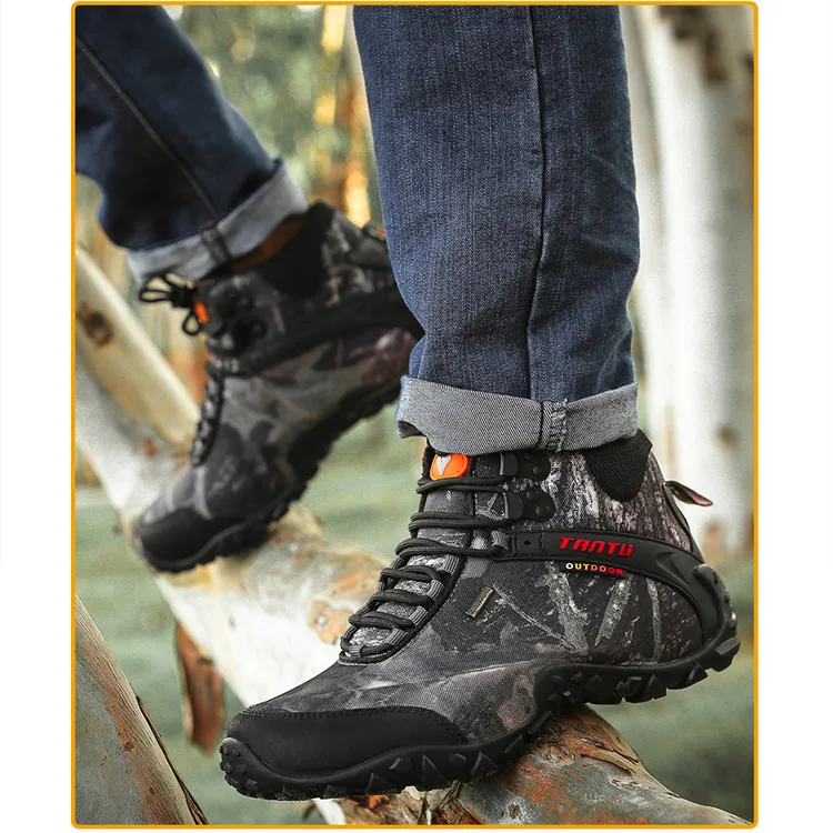 TANTU/мужские военные тактильные ботинки; водонепроницаемая кожаная Уличная обувь для охоты; нескользящая походная обувь средней высоты; мужские рыболовные кроссовки