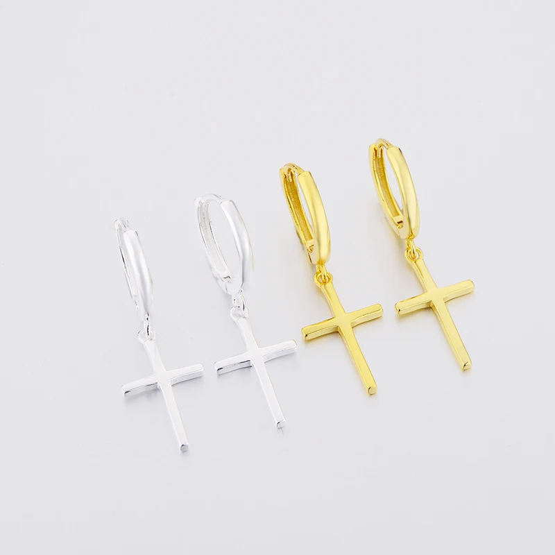 

New Fashion 925 Sterling Silver Cross Drop Earrings Gift Women Elegant Simple Beautiful Earring Jewelry