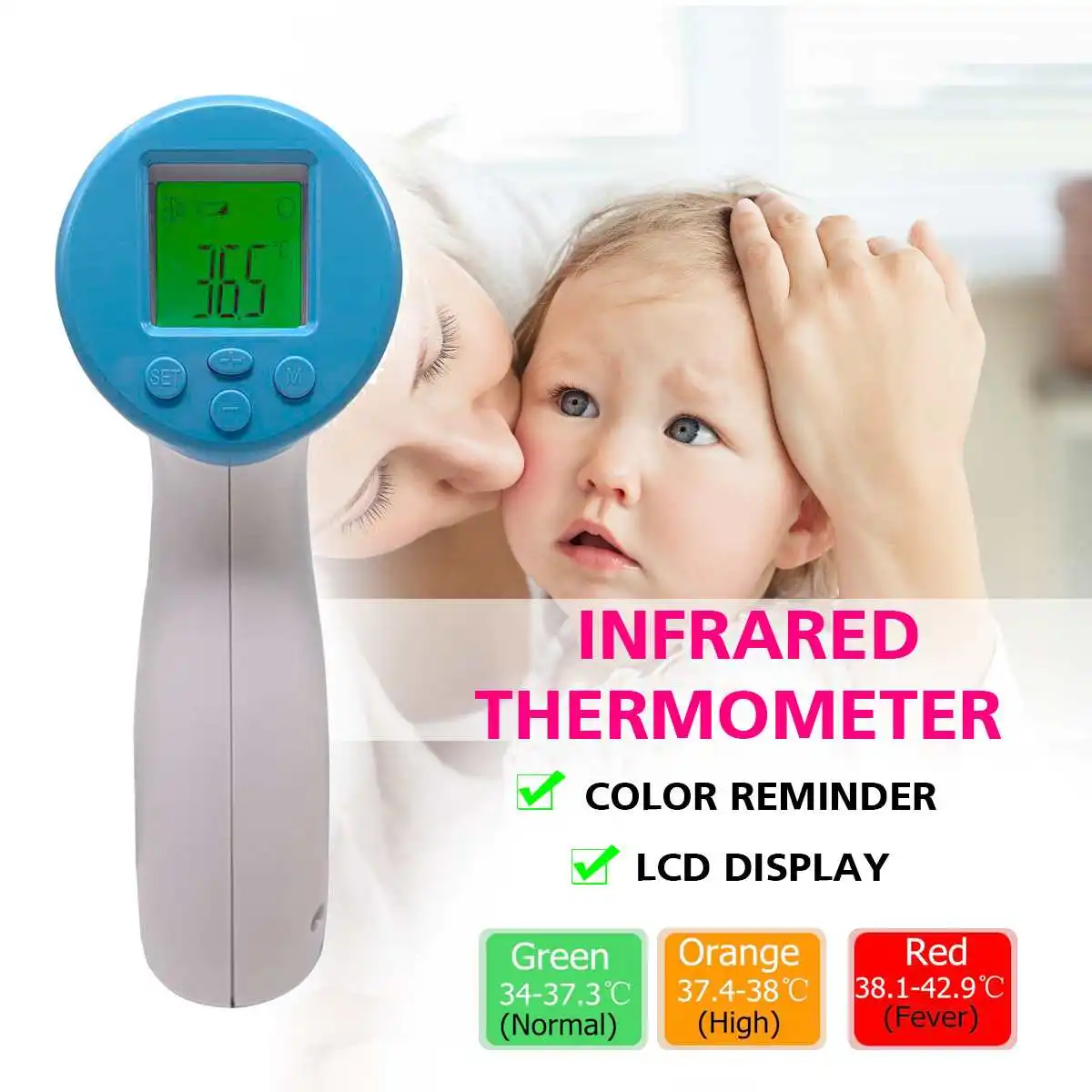 

Bioby Digital Thermometer Infrared Baby Adult Forehead Non-contact Infrared Thermometer LCD Backlight Termometro Infravermelh