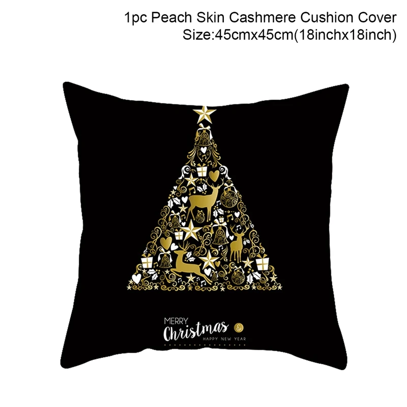 Cushion Cover3 Рождественские украшения с рождеством, черные и золотистые вставки, чехол для дивана, рождественские украшения для дома, год - Цвет: Cushion Cover3
