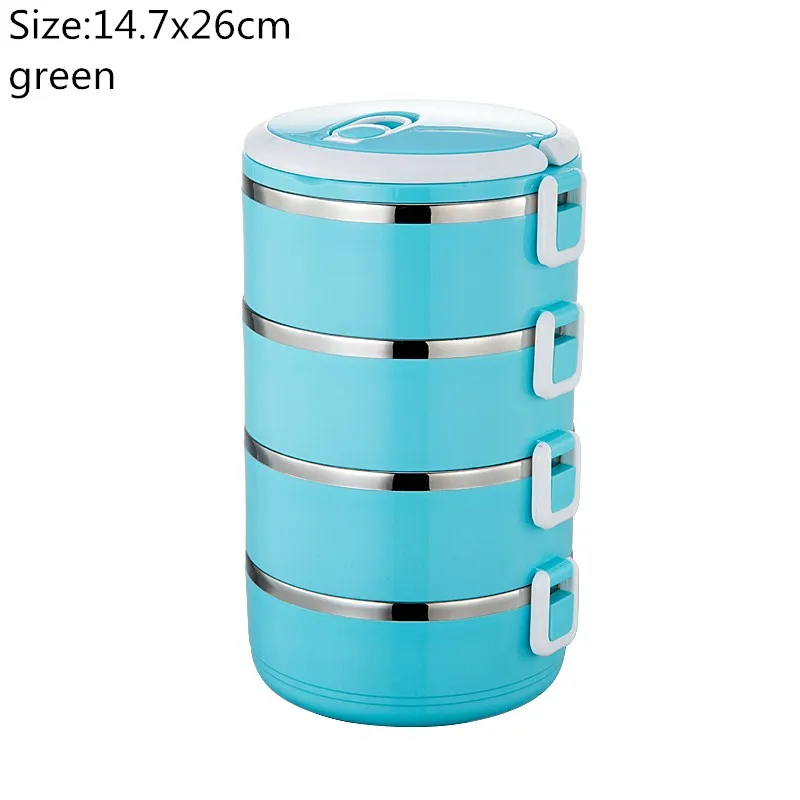 4 layers blue Изолированный Ланч-бокс для детей школы кемпинга 304 из нержавеющей стали контейнер для еды пластиковая коробка для бенто тепловой Ланчбокс - Цвет: 4 layers blue