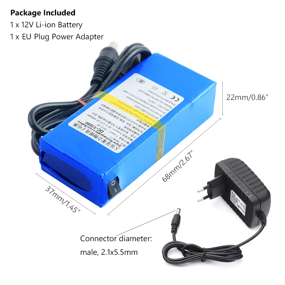12v Высокая емкость 6800 Mah аккумулятор 6.8Ah 12680 перезаряжаемый комплект литий-ионный батарей DC 12,6 V CCTV Cam монитор+ 1A зарядное устройство