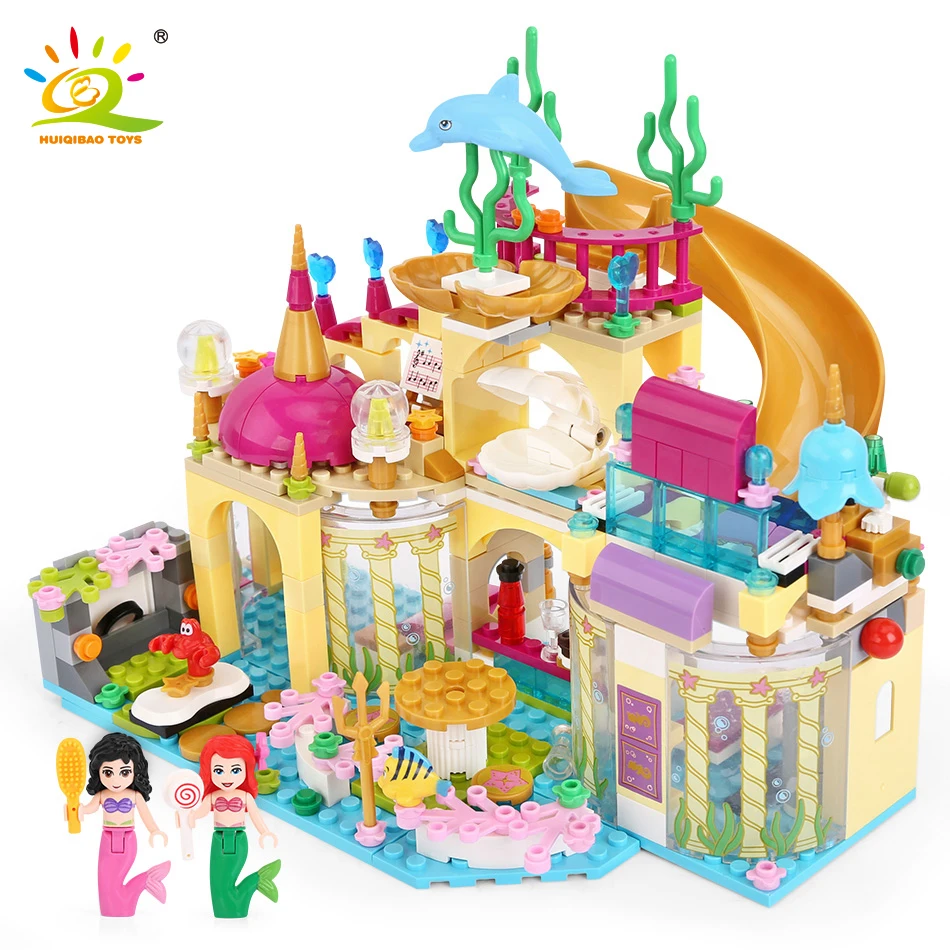 Comprare Elsa Ghiaccio Castello Della Principessa Anna Ariel Building Blocks Mattoni Kit Compatibile Legoingly amico per la ragazza Little Mermaid Figure Giocattoli