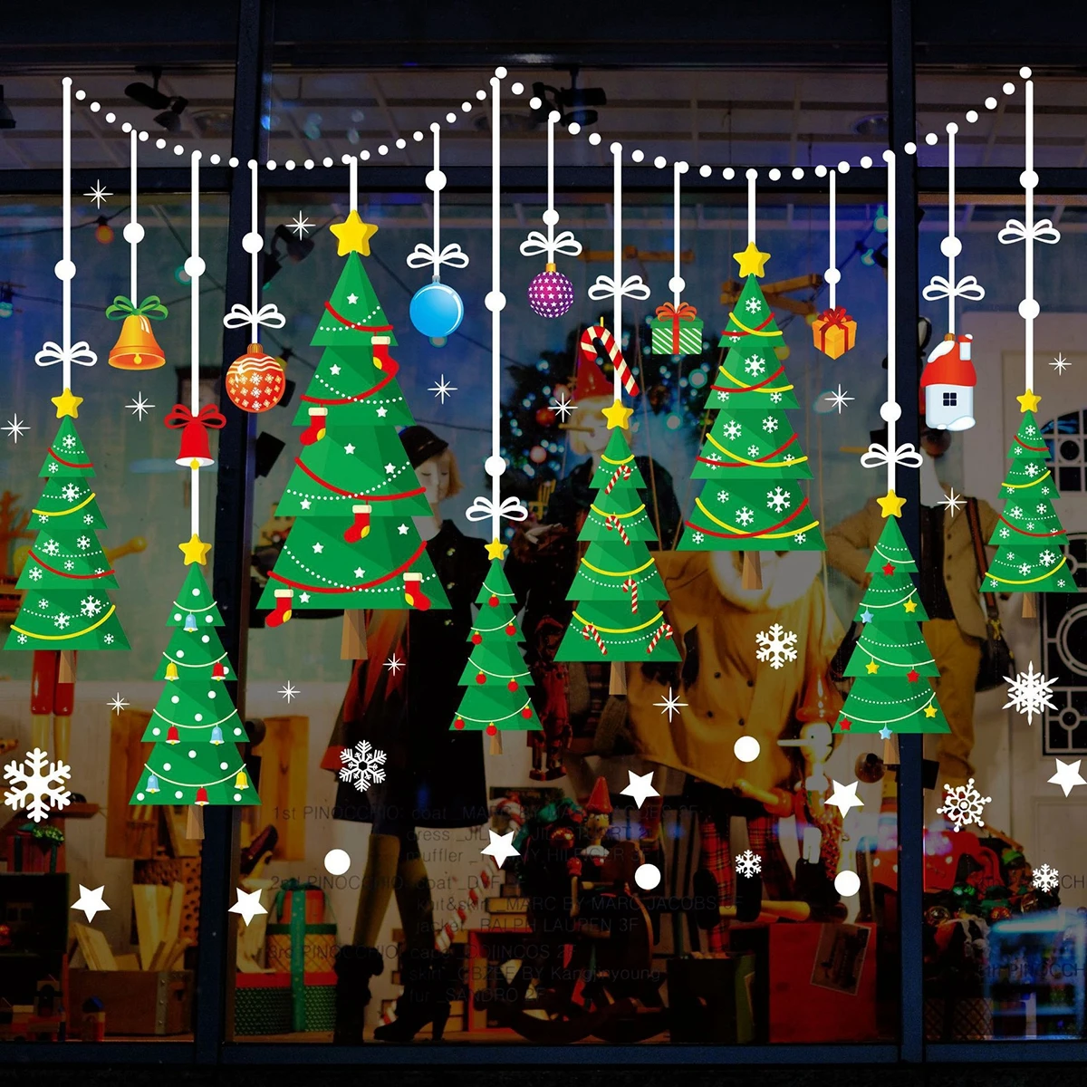 Новогодние наклейки на окно веселого Рождества Декор для дома Санта Клаус Наклейка на стену Рождественский орнамент Рождественский год подарки