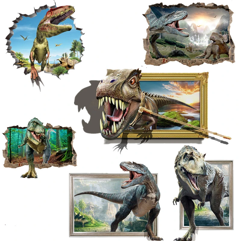DIY 3D Vivid Jurassic Dinosaur Wall Sticker Room Decoration Cartoon