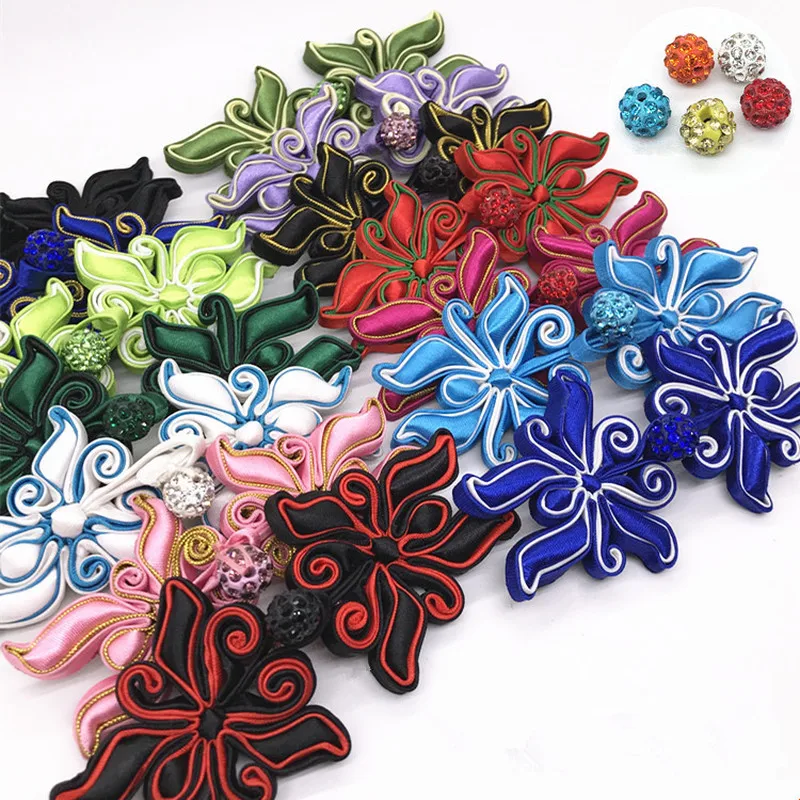 1 пара ручная работа вышивка бисером Бабочка китайский узел пуговицы cheongsam Tang